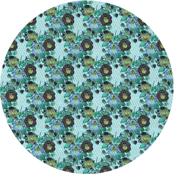 Square Patterned Medium Turquoise Green Rug, pat1276lblu