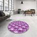 Round Patterned Violet Purple Rug in a Office, pat1276pur