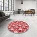 Round Patterned Light Coral Pink Rug in a Office, pat1276rd