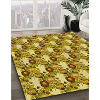 Patterned Golden Brown Yellow Rug, pat1276yw