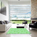 Square Patterned Green Rug in a Living Room, pat1277grn