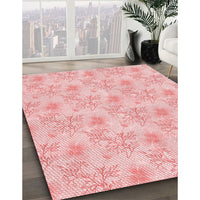 Patterned Light Red Pink Rug, pat1277rd