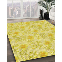 Patterned Golden Brown Yellow Rug, pat1277yw