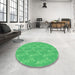 Round Patterned Neon Green Rug in a Office, pat1278grn