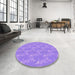 Round Patterned Purple Rug in a Office, pat1278pur