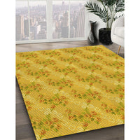 Patterned Deep Yellow Rug, pat1279yw