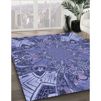 Patterned Deep Periwinkle Purple Rug, pat128blu