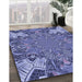 Patterned Deep Periwinkle Purple Rug in Family Room, pat128blu