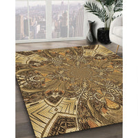 Patterned Dark Bronze Brown Rug, pat128brn