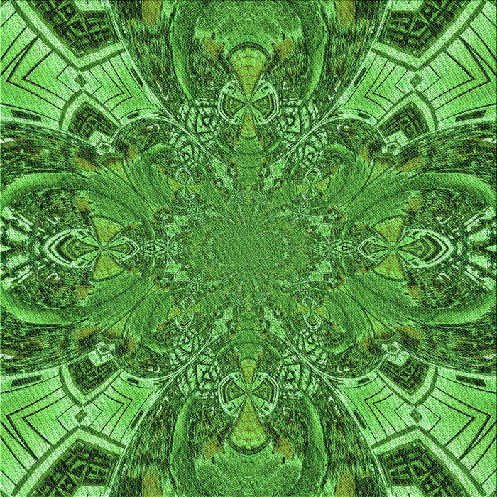 Round Patterned Green Rug, pat128grn