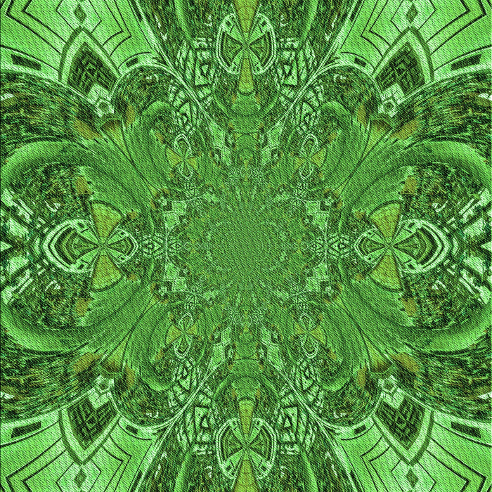 Machine Washable Transitional Green Rug, wshpat128grn