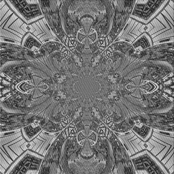 Round Patterned Black Rug, pat128gry