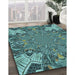 Machine Washable Transitional Medium Turquoise Green Rug in a Family Room, wshpat128lblu