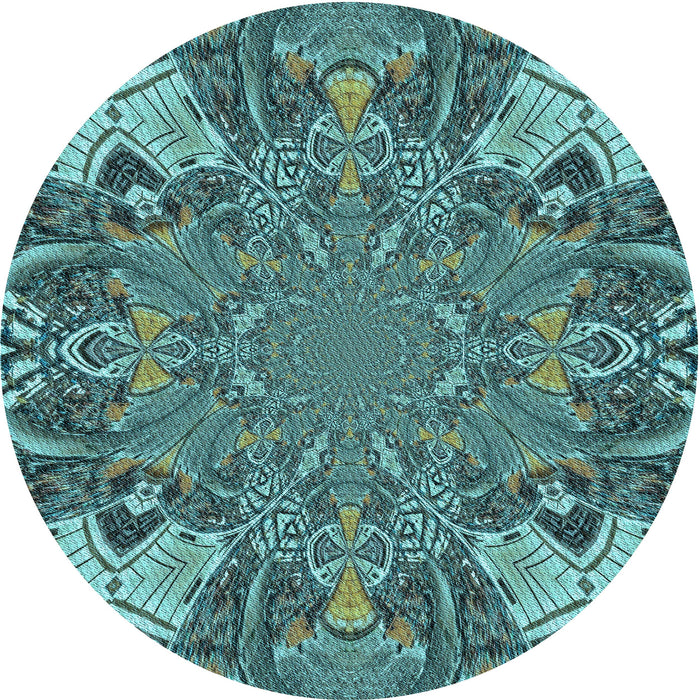 Square Patterned Medium Turquoise Green Rug, pat128lblu