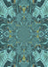 Patterned Medium Turquoise Green Rug, pat128lblu