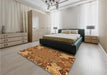 Patterned Orange Rug in a Bedroom, pat128org