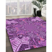 Patterned Dark Magenta Purple Rug, pat128pur