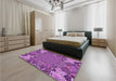 Patterned Dark Magenta Purple Rug in a Bedroom, pat128pur