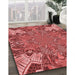 Machine Washable Transitional Red Rug in a Family Room, wshpat128rd