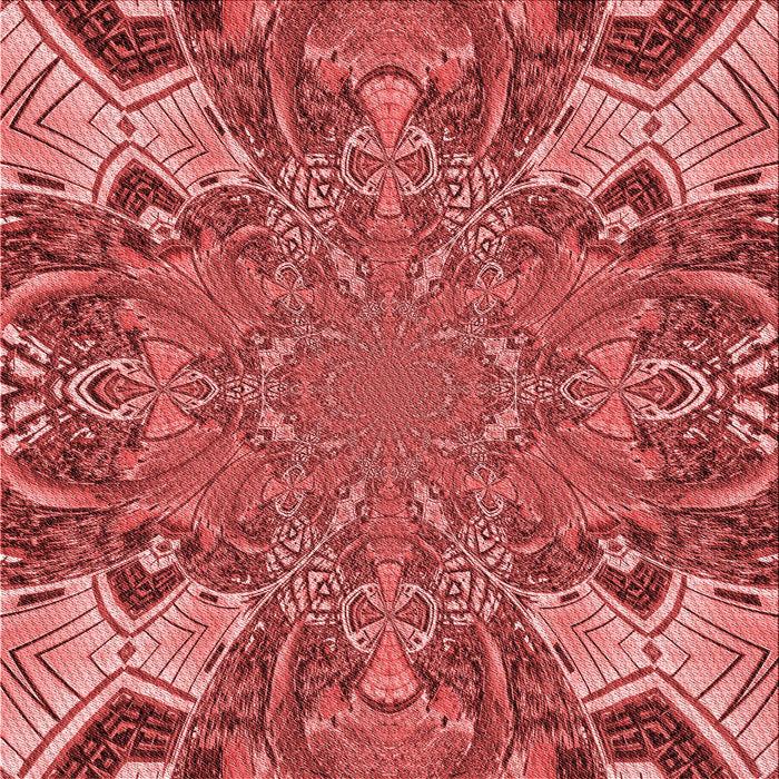 Round Patterned Red Rug, pat128rd