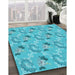 Patterned Dark Turquoise Green Rug in Family Room, pat1280lblu