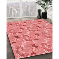 Patterned Light Coral Pink Rug, pat1280rd