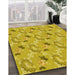 Patterned Bright Gold Yellow Rug in Family Room, pat1280yw