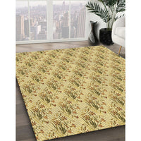 Patterned Dark Golden Brown Rug, pat1281brn