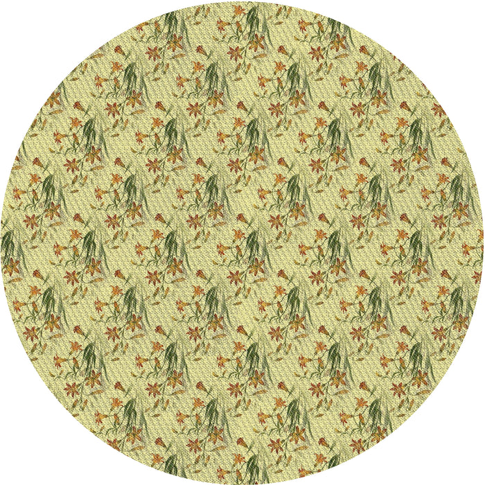 Square Machine Washable Transitional Mustard Yellow Rug, wshpat1281