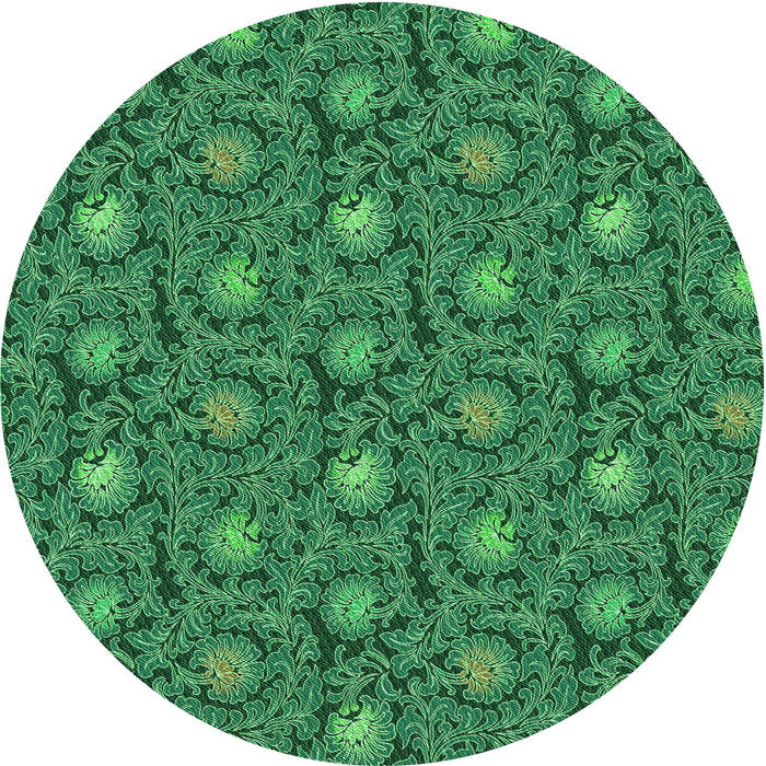 Square Machine Washable Transitional Deep Emerald Green Rug in a Living Room, wshpat1282grn