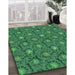 Machine Washable Transitional Deep Emerald Green Rug in a Family Room, wshpat1282grn