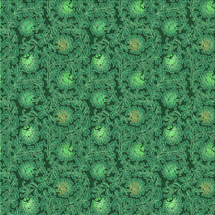 Round Patterned Deep Emerald Green Rug, pat1282grn