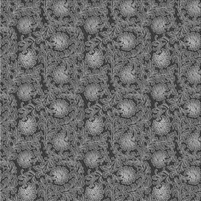 Round Patterned Black Rug, pat1282gry