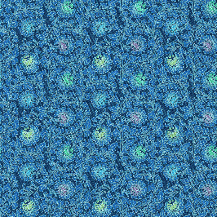 Round Machine Washable Transitional Blueberry Blue Rug, wshpat1282lblu