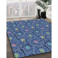 Patterned Denim Blue Novelty Rug, pat1282