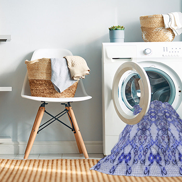 Machine Washable Transitional Blue Rug in a Washing Machine, wshpat1283blu
