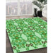 Machine Washable Transitional Dark Lime Green Rug in a Family Room, wshpat1283grn