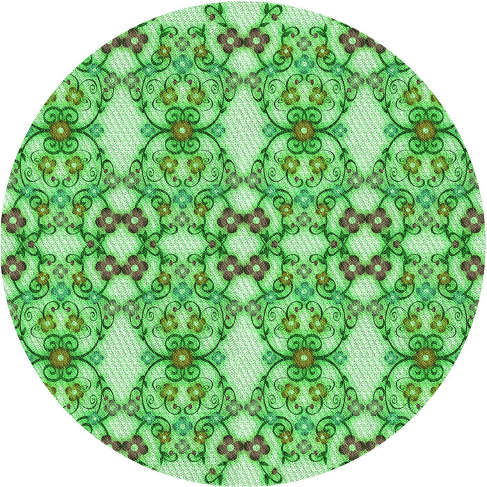 Square Patterned Dark Lime Green Rug, pat1283grn