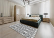 Patterned Platinum Silver Gray Rug in a Bedroom, pat1283gry