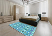 Patterned Blue Ivy Blue Rug in a Bedroom, pat1283lblu