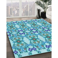 Patterned Blue Ivy Blue Rug, pat1283lblu