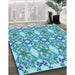 Patterned Blue Ivy Blue Rug in Family Room, pat1283lblu