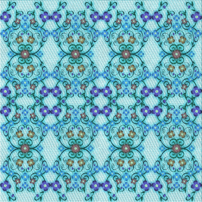 Round Patterned Blue Ivy Blue Rug, pat1283lblu