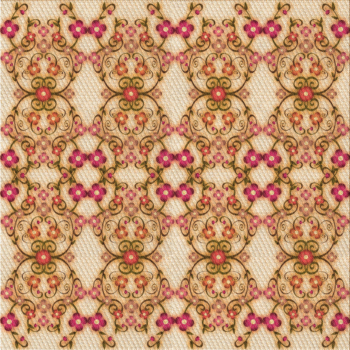 Round Patterned Red Rug, pat1283org