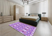 Patterned Blossom Pink Rug in a Bedroom, pat1283pur