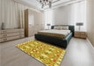 Patterned Bold Yellow Rug in a Bedroom, pat1283yw