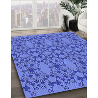 Patterned Sky Blue Rug, pat1284blu