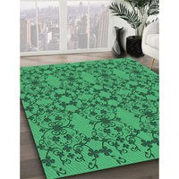 Patterned Spring Green Rug, pat1284grn