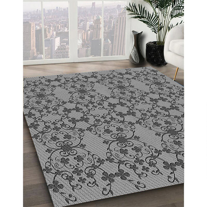 Machine Washable Transitional Dark Gray Rug in a Family Room, wshpat1284gry