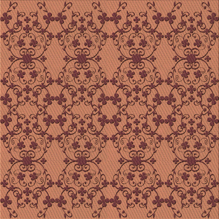 Round Patterned Fire Brick Red Rug, pat1284org